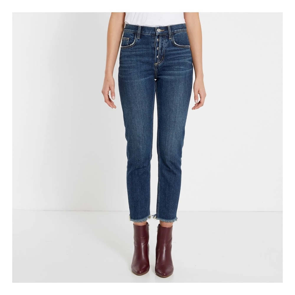 NWT CURRENT ELLIOTT 
The Exposed Fly Vintage Cropped Slim Jeans | Denim blue